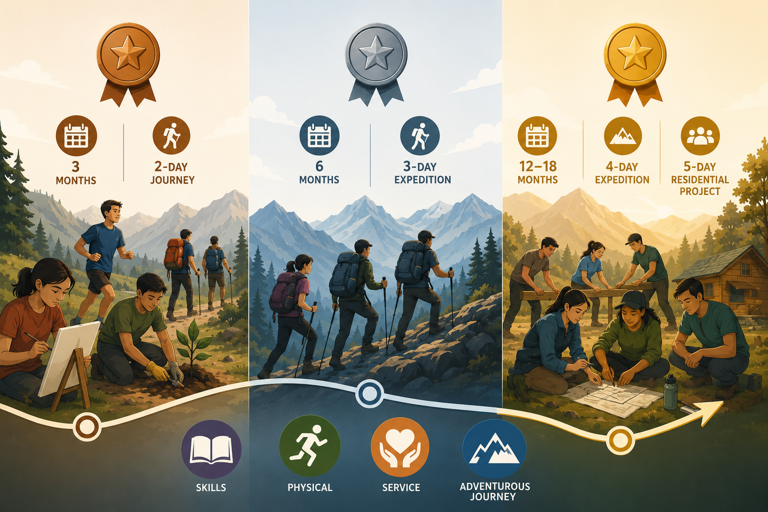 3 Levels of IAYP Award/Duke of Edinburgh Award